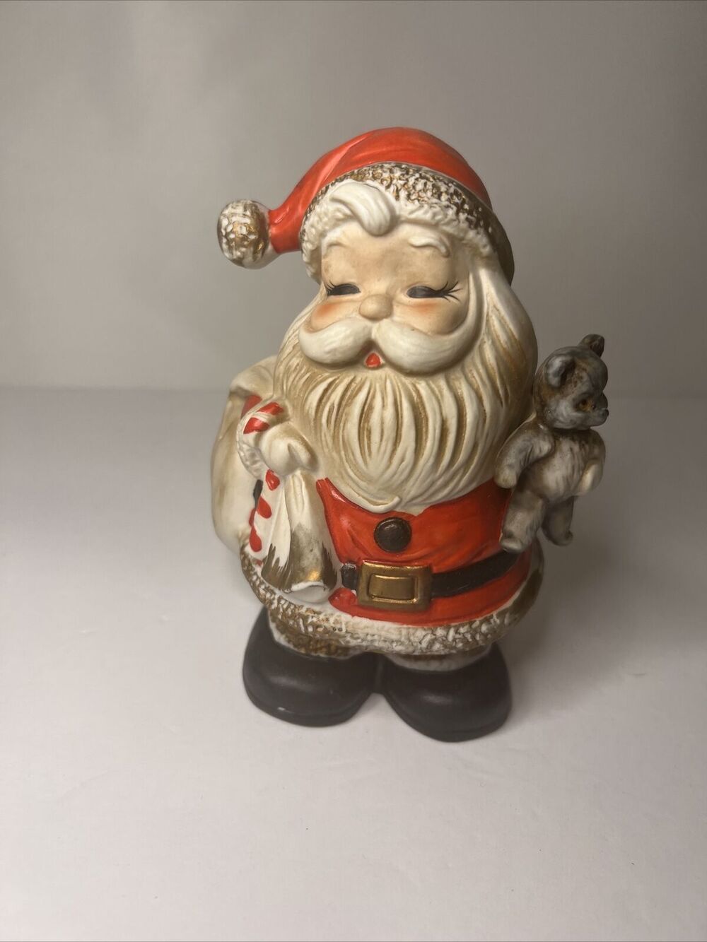 Santa Claus Bank Figurine 6.5" Stopper Vintage Home Interiors Christmas